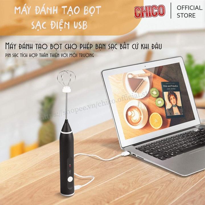 Máy đánh trứng, Tạo bọt cafe, Đánh kem bông.Đánh trứng 3 cấp độ sạc điện mini cầm tay cao cấp