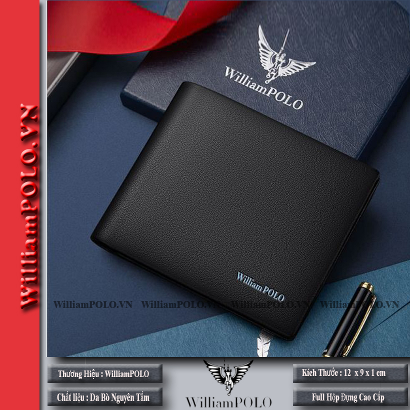Ví da nam . ví nam cao cấp Full hộp WilliamPOLO - V26