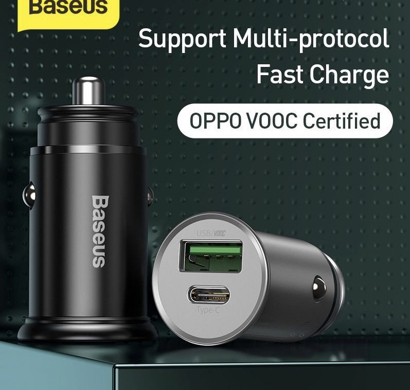 Tẩu Sạc Xe Hơi Hỗ Trợ Sạc Nhanh VOOC Baseus Circular Metal PPS Quick Charger Car Charger ( 30W , VOOC , Aluminum Alloy)  Hàng Chính Hãng