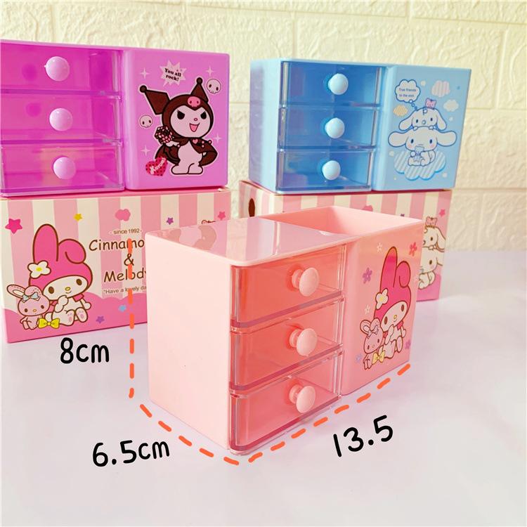 Sanrio Hello Kitty Hoạt Hình Bút Hộp Bảo Quản Bàn Trang Điểm Túi Đựng Cọ Trang Sức Hộp Bảo Quản Cô Gái Cậu Bé Bút Xô