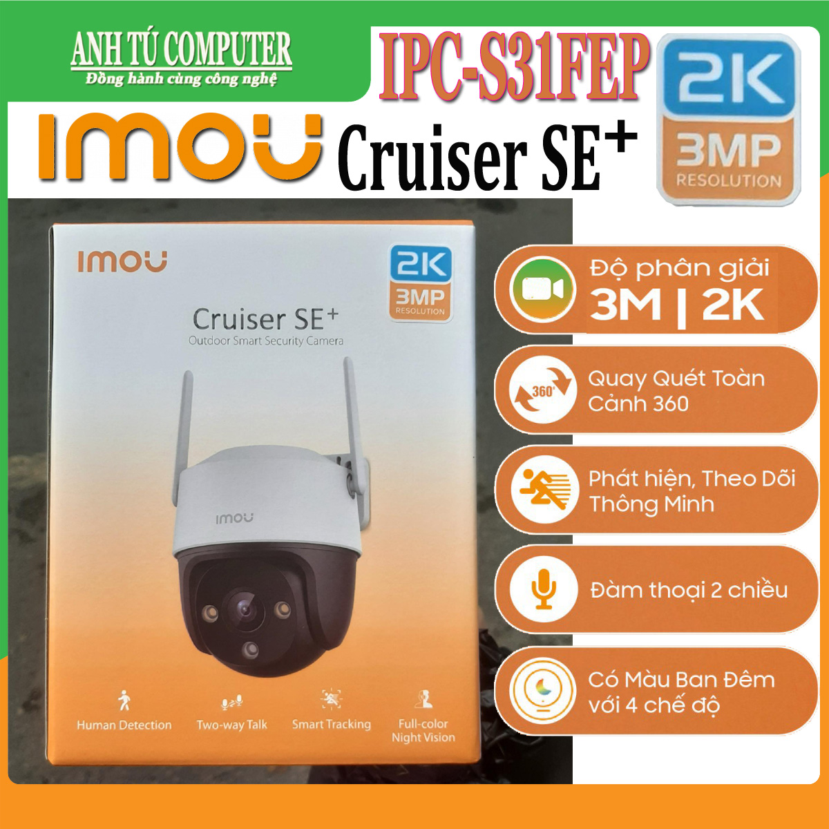 Hình ảnh Camera WIFI 3MP 2K iMOU Cruiser SE+ IPC-S31FEP Có đàm thoại hàng chính hãng