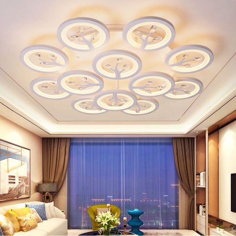 Đèn trần  phong cách hiện đại trang trí nội thất sang trọng với 3 chế độ ánh sáng - kèm điều khiển từ xa - .