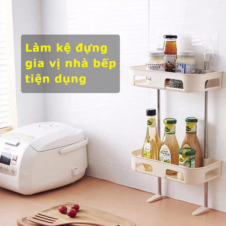 Kệ 2 tầng đa năng để trên bồn cầu nhà vệ sinh, kệ nhà tắm đa năng dán tường, kệ để gia vị nhà bếp 2 tầng