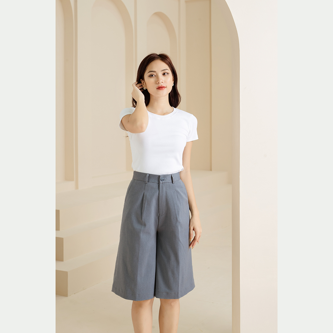 Quần culottes lửng ống rộng thời trang Eden - Q017