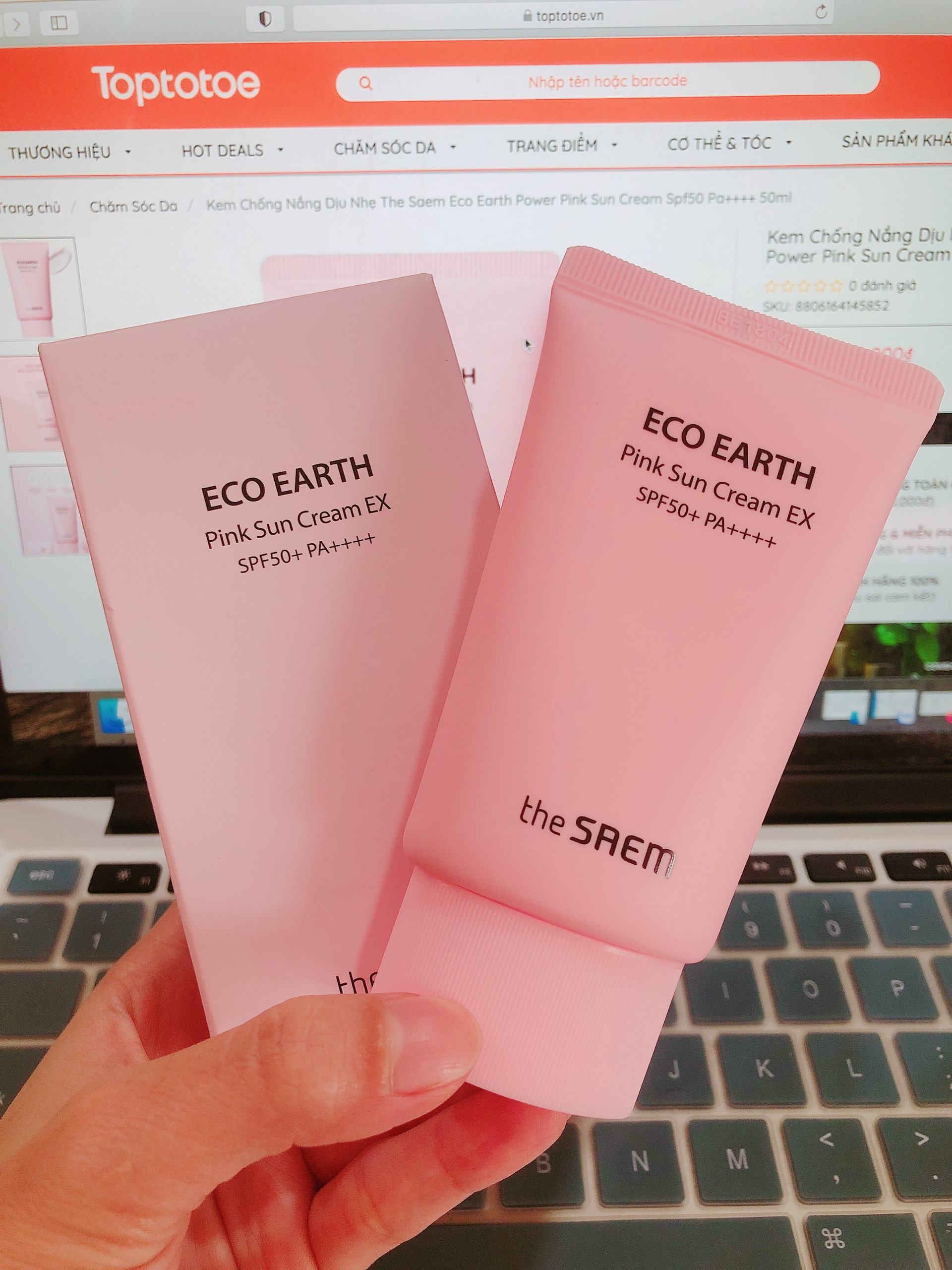 Kem chống nắng The Saem Eco Earth Power Pink Sun Cream (50g)