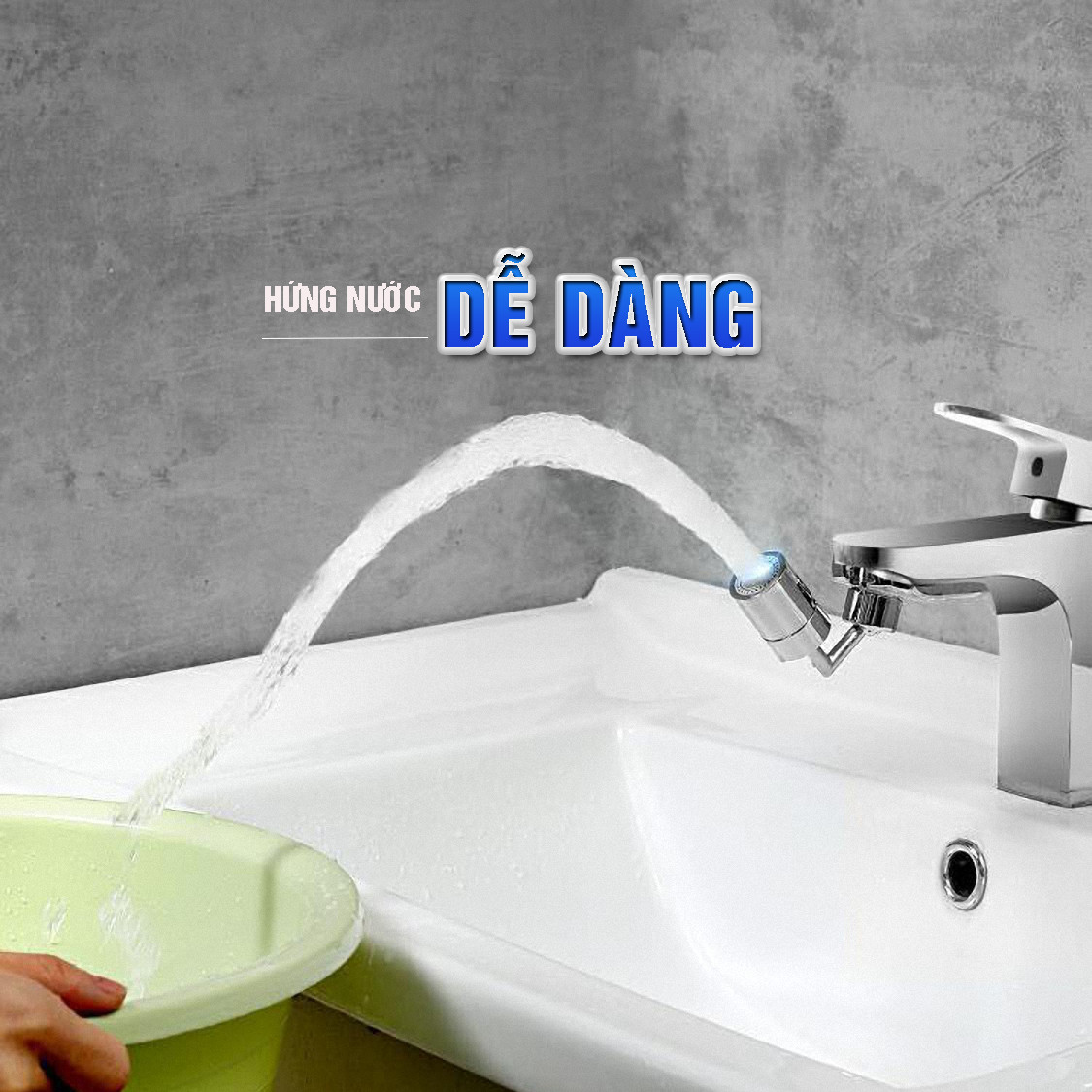 Phụ kiện đầu chuyển gắn vòi nước rửa mặt, vòi lavabo, vòi rửa bát 2 chế độ điều chỉnh nước Sen và dòng, tăng áp, xoay 360 độ, 720 độ, tiết kiệm nước, chất liệu đồng thau mạ 9 lớp – Dan House 3011