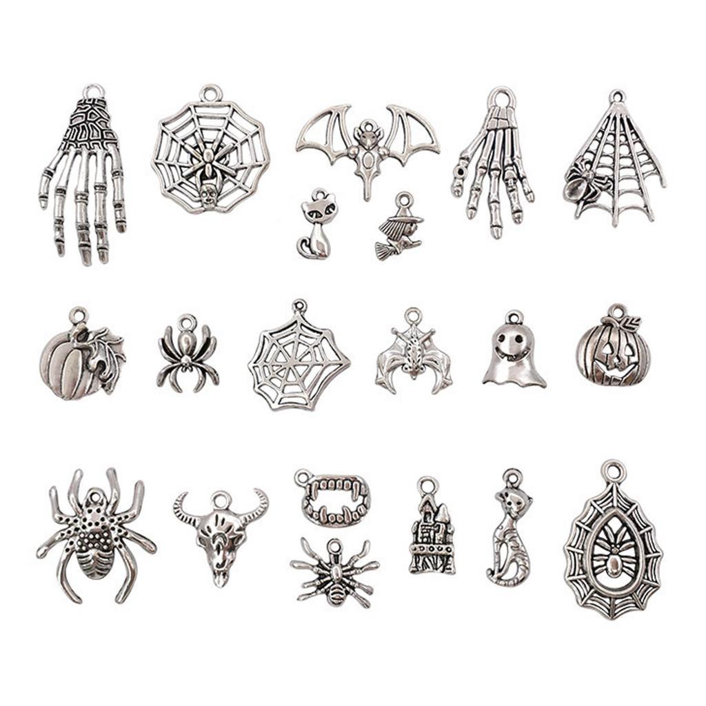 100 Antique  Halloween Charms Assorted Pendants Lot Bulk Jewelry Findings