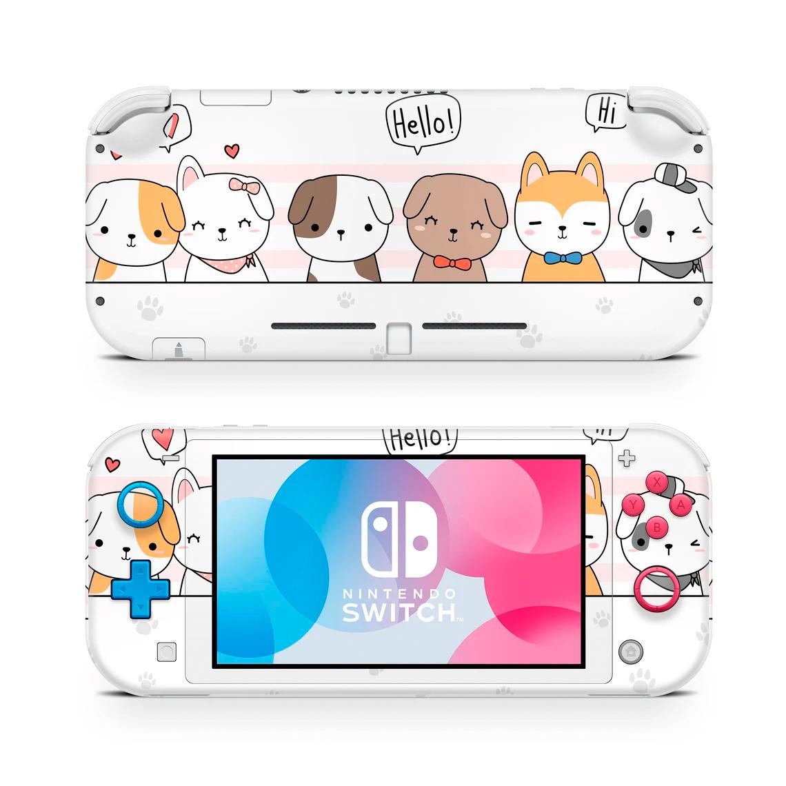 Skin decal dán Nintendo Switch Lite mẫu Cute Doggie Friends (dễ dán, đã cắt sẵn)