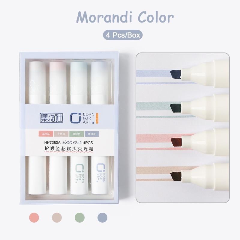 Set 4 bút dạ quang ngòi mềm dung tích lớn