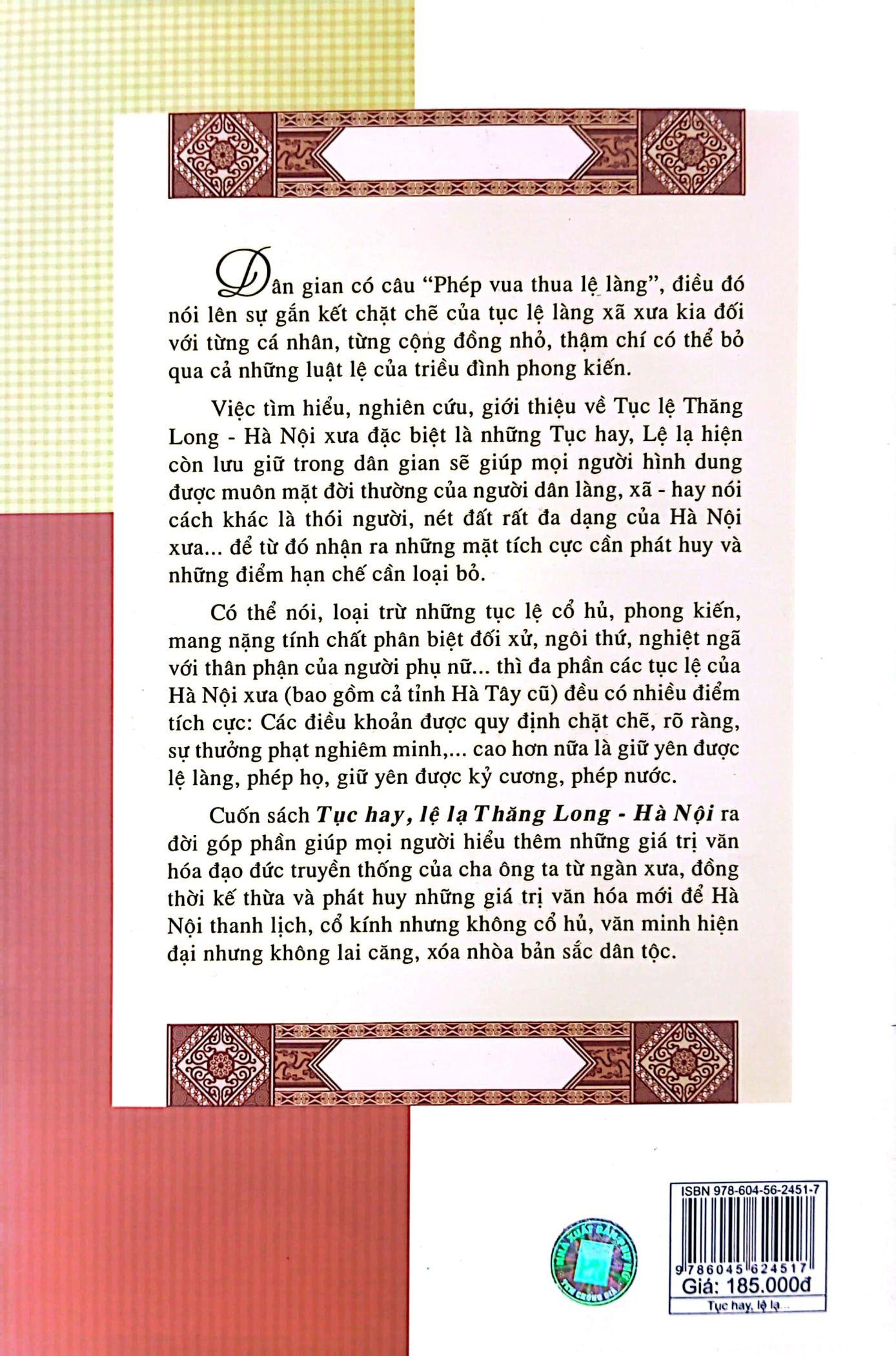 Tục Hay Lệ Lạ Thăng Long - Hà Nội