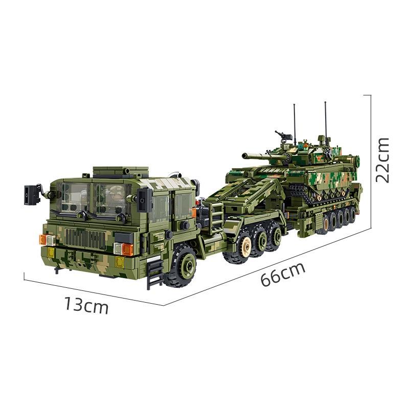 Đồ chơi Lắp ráp Xe vận chuyển Tăng, Panlos 688003 Tank Transportation, Xếp hình thông minh, Mô hình quân sự
