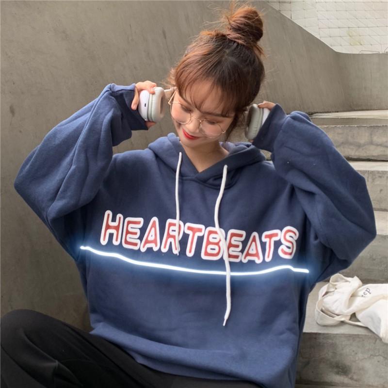 Áo hoodie Hàn Quốc phản quang in chữ