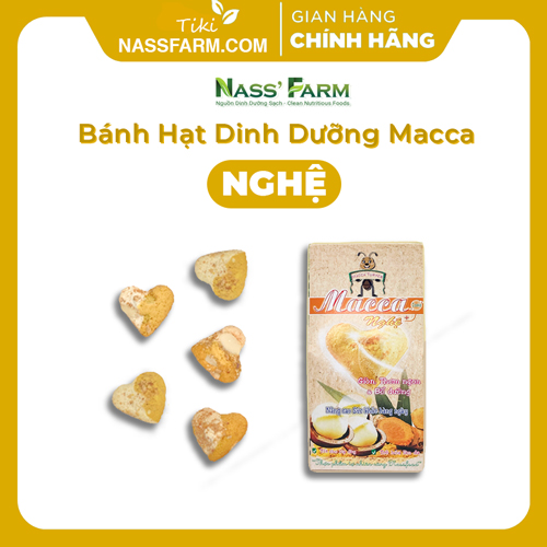 Bánh quy hạt Mắcca &amp; Nghệ hình trái tim dễ thương ít đường - Hộp 12 bánh/45G