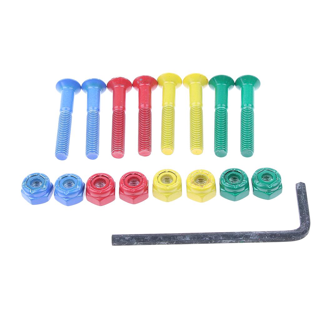 8pcs Replacement Skateboard Truck Hardware Set Longboard Screws Bolts Nuts