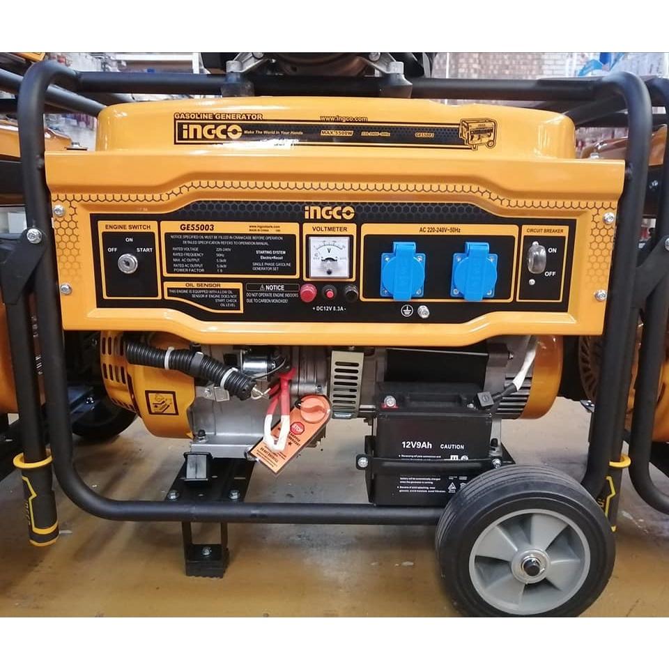 MÁY PHÁT ĐIỆN ĐỘNG CƠ XĂNG 4 THÌ, OHV, (13HP) 5.5KVA INGCO  GE55003- HÀNG CHÍNH HÃNG