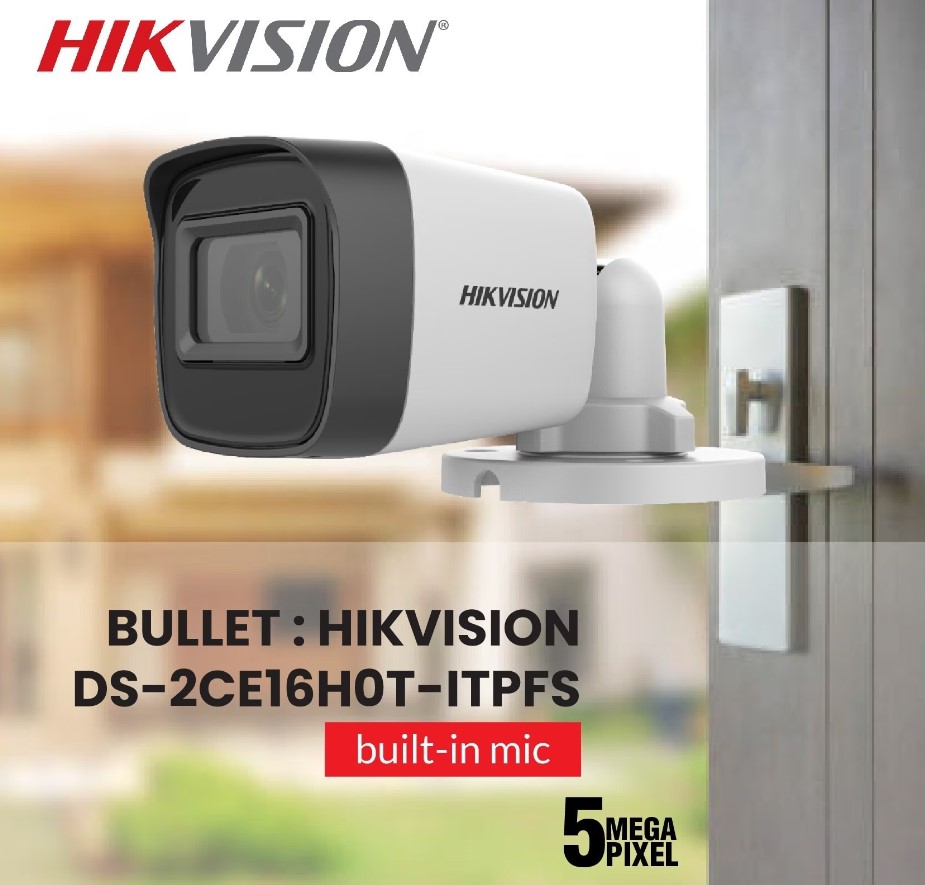 Camera analog TVI 5MP Hikvision DS-2CE16H0T-ITPFS tích hợp mic thu âm - Hàng chính hãng