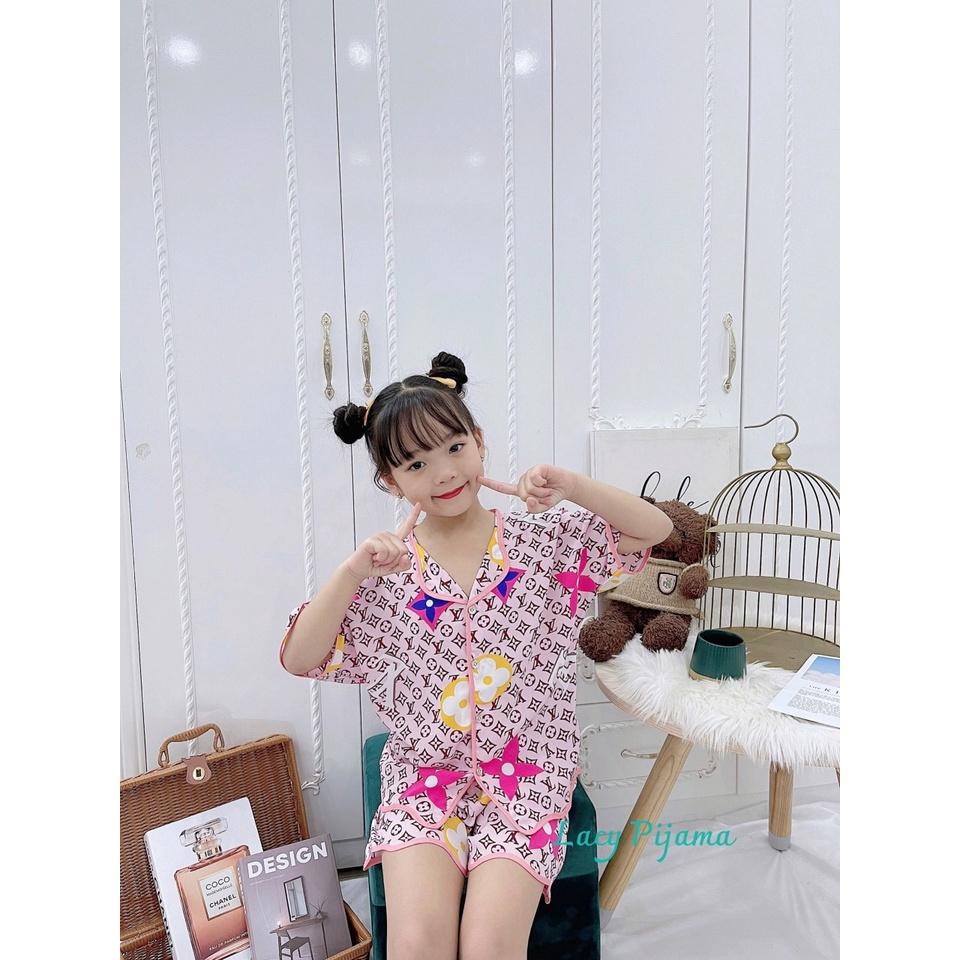 Đồ bộ ngủ bé gái, bộ pijama ngắn tay cho bé gái size 19-35kg chất lụa mango mềm mát