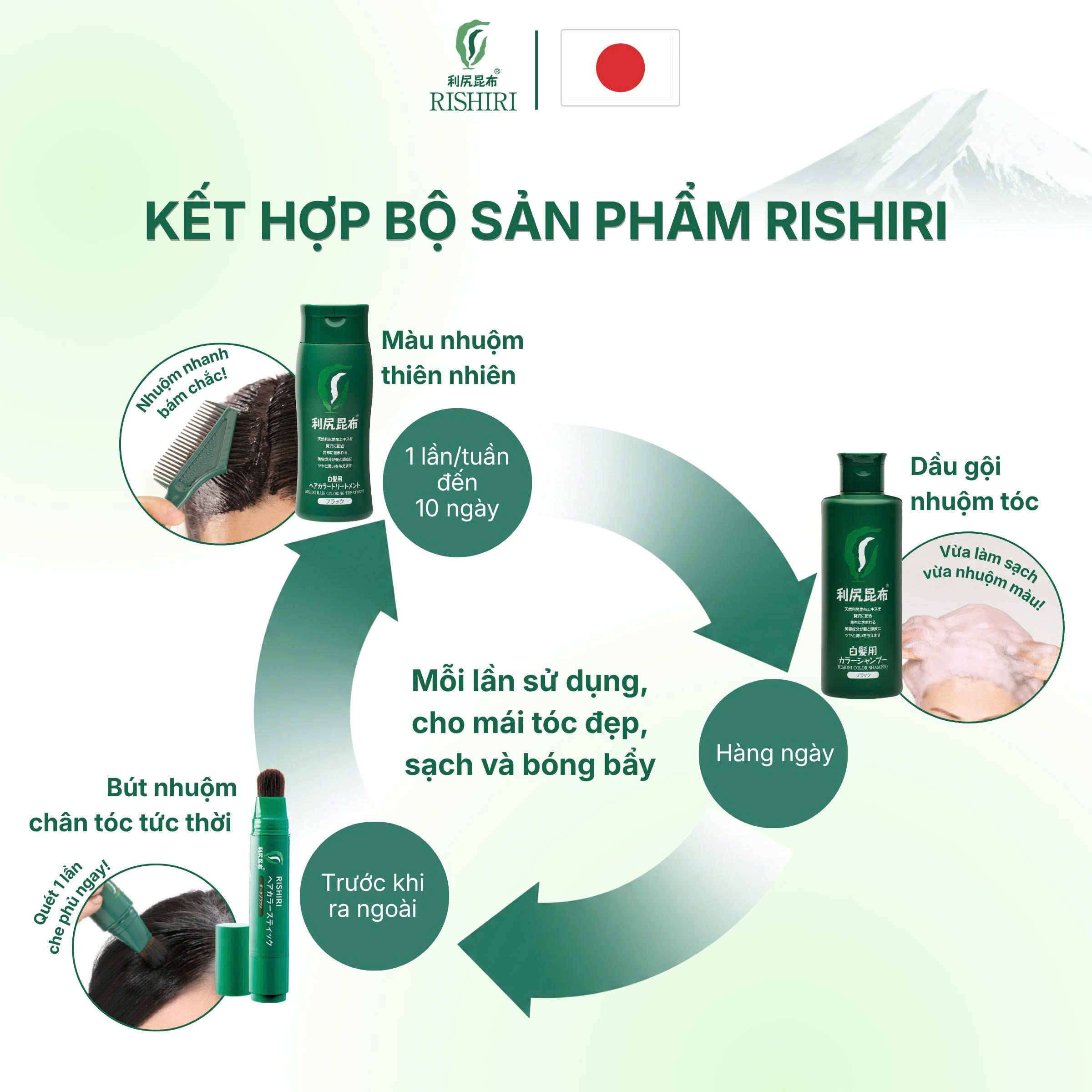 Bút Nhuộm Màu Chân Tóc Tạm Thời Cao Cấp Rishiri Nhật Bản Color Stick 20G