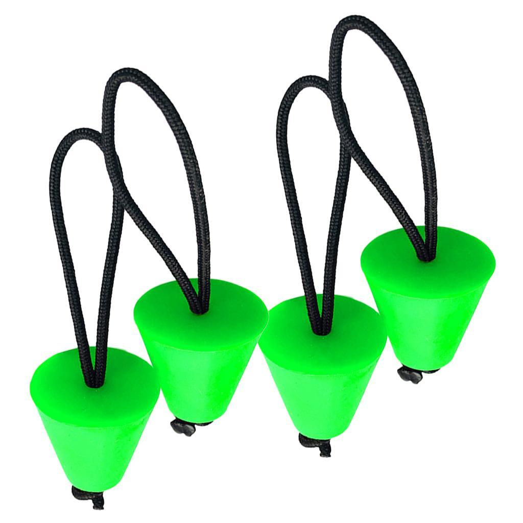 4 Pieces Green Rubber Universal Kayak Canoe Inflatable Boat Raft Scupper Drain Holes Stopper Bungs Accessories
