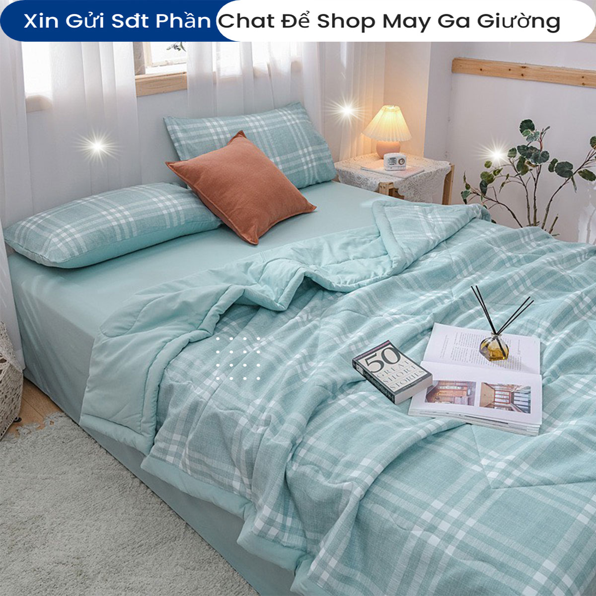 Bộ Chăn Ga Vỏ Gối Đệm Cotton Chăn Hè Đũi Phong Cách Hàn Quốc Bộ Drap Giường Cotton Cao Cấp