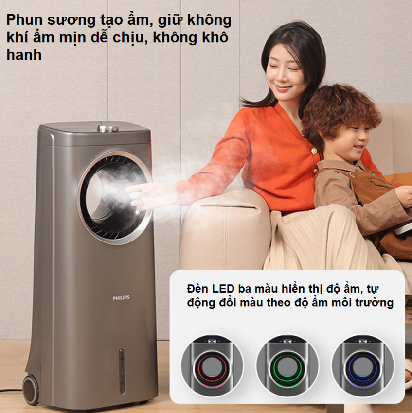 HÀNG CHÍNH HÃNG - Quạt không cánh lọc và khử khuẩn làm mát, phun sương tạo ẩm vào mùa hè. Kiêm máy sưởi ấm và tạo ẩm mùa đông, Serial 4000. Thương hiệu Hà Lan cao cấp Philips - ACR4248X