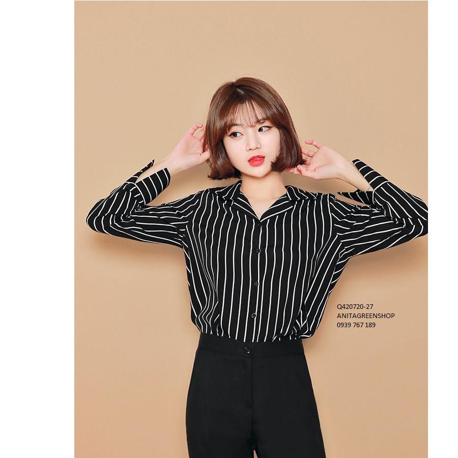 Q420720 ÁO SƠ MI SỌC DÀI TAY