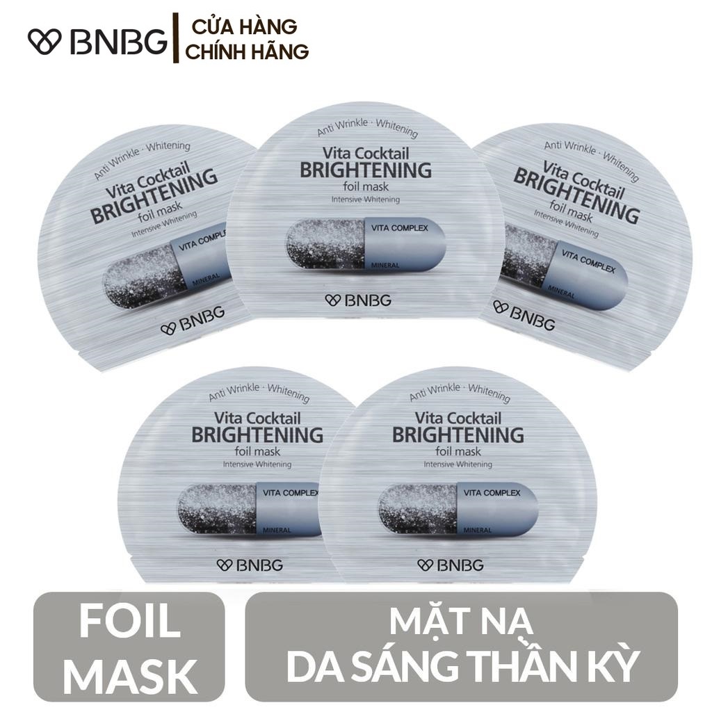 Combo 5 Mặt nạ dưỡng sáng da và làm mờ vết thâm BNBG Vita Cocktail Brightening Foil Mask - Intensive Brightening 30ml x 5