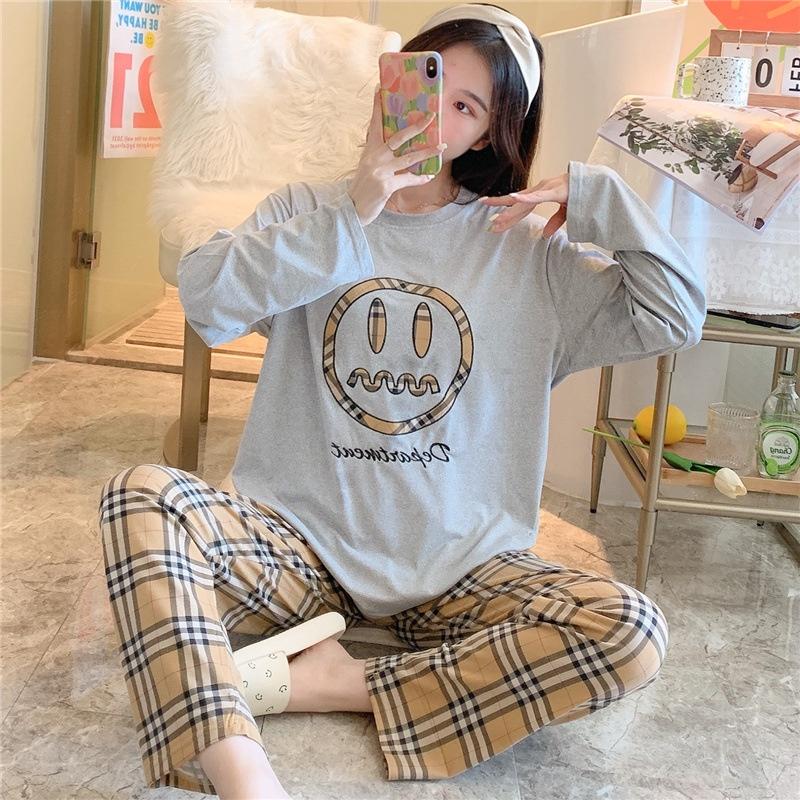 Đồ Mặc Nhà Cổ Tròn, Bộ Ngủ Nữ Cotton Thun Áo Dài Quần Dài Nhiều Họa Tiết Dễ Thương DDTT05
