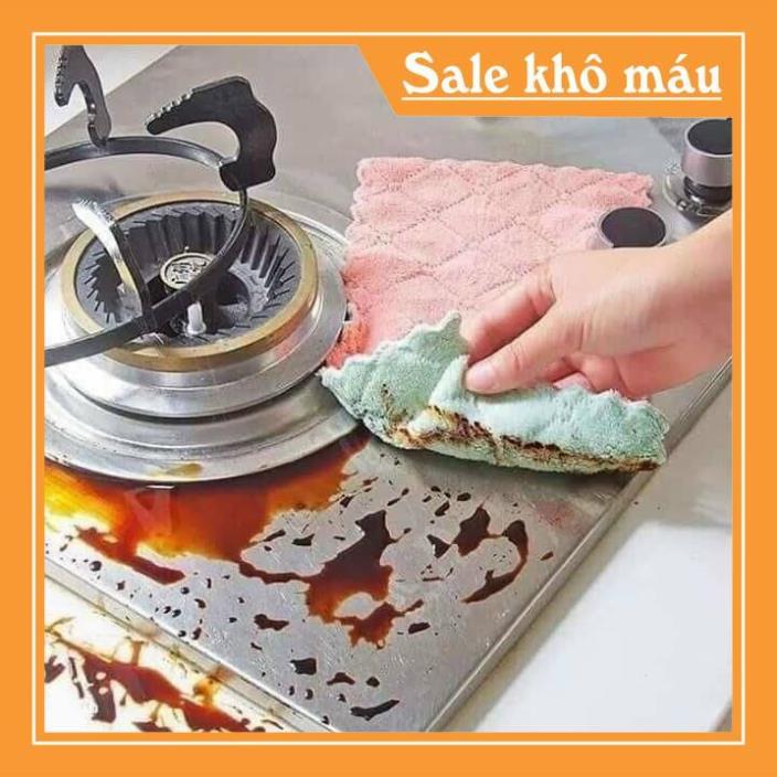 Khăn lau đa năng bếp, bát đĩa, cốc chén thấm nước hai mặt loại to 15x26cm