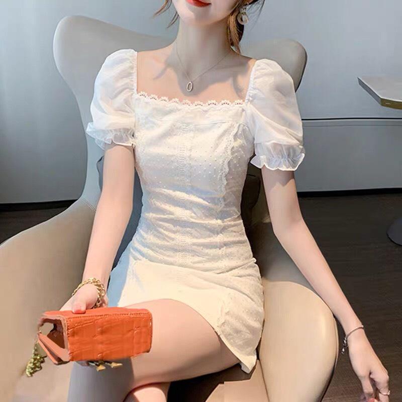 Váy trắng dự tiệc tiểu thư tay bồng hot 2021