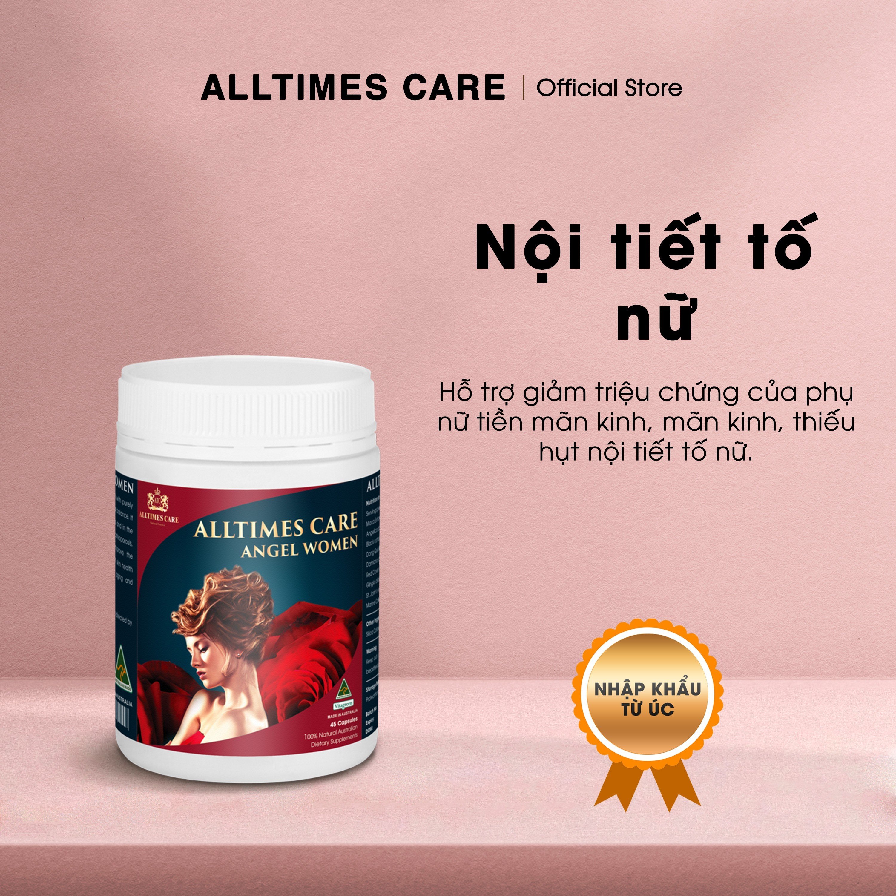 Thực phẩm bảo vệ sức khỏe hỗ trợ cải thiện nội tiết tố nữ ALLTIMES CARE ANGEL WOMEN - Hộp 60 viên