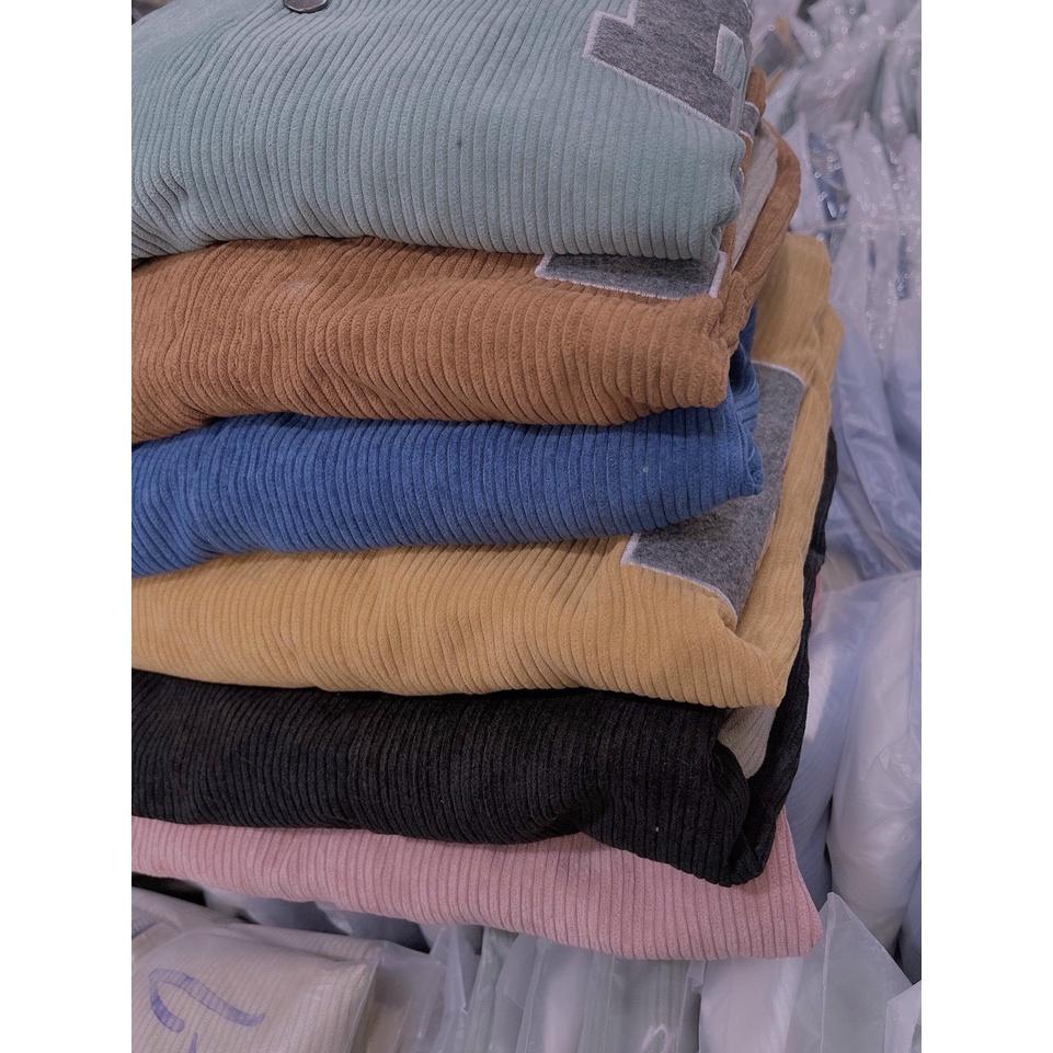Áo Bomber Nhung Tăm Thêu Logo R Form Unisex Nam Nữ