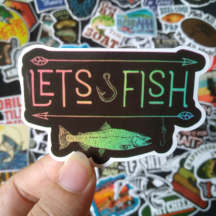 Bộ Sticker dán cao cấp chủ đề CÂU CÁ - FISHING - Dùng dán Xe, dán mũ bảo hiểm, dán Laptop...