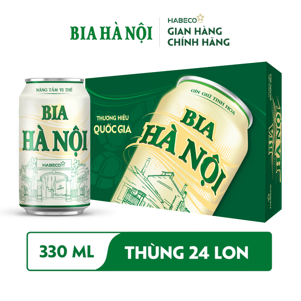 Bia Hà Nội Nhãn Xanh - Thùng 24 lon 330ml