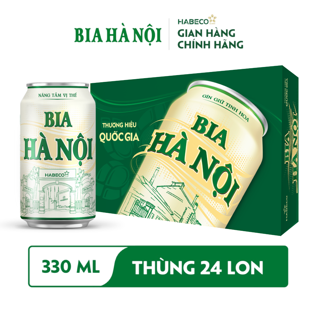 Bia Hà Nội Nhãn Xanh - Thùng 24 lon 330ml 