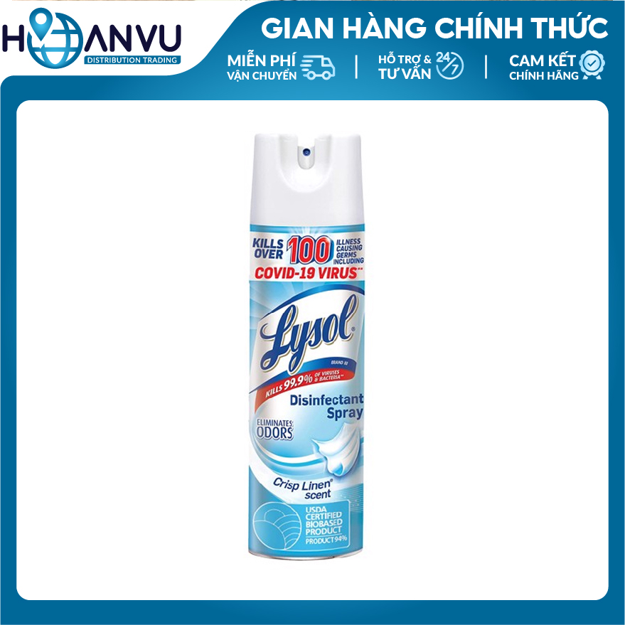 Xịt phòng diệt khuẩn Lysol disinfectant spray crisp linen scent (538g)