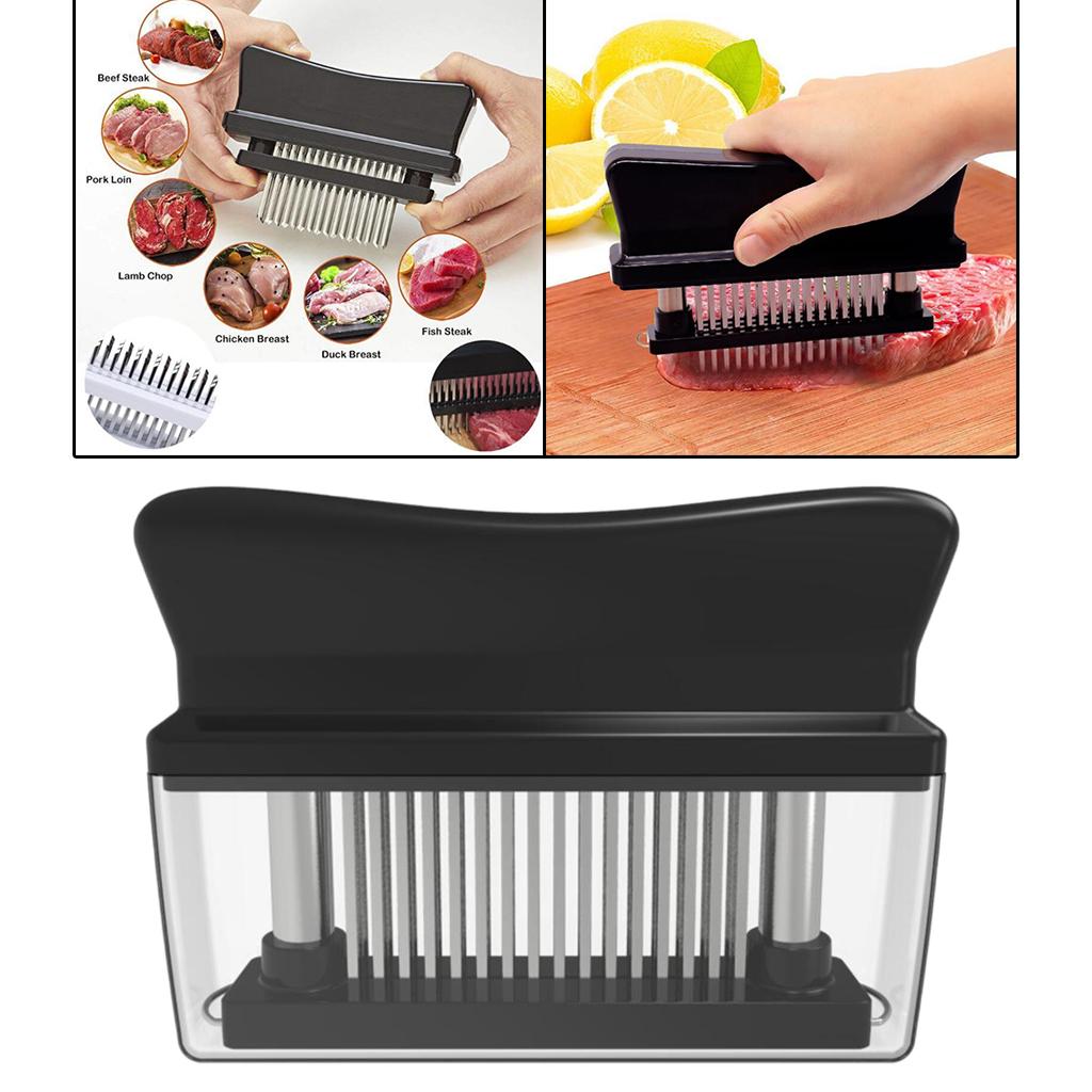 48 Needle Meat Tenderizer Stainless Steel Beef Steak Mallet Cooking Black