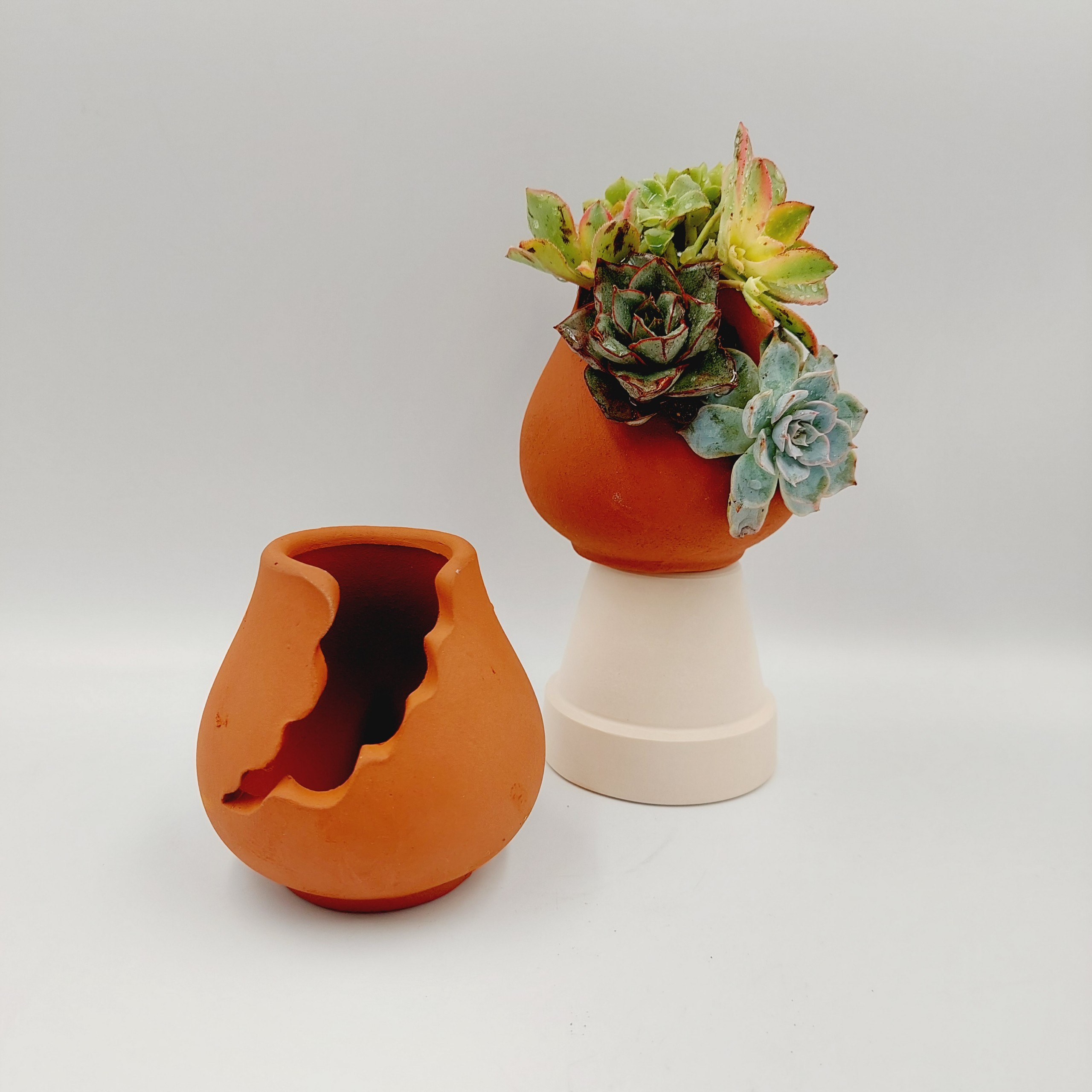 Chậu đất nung, chậu sen đá - Bình vôi dễ thương 48, miệng chậu 4cm, chiều cao 8cm