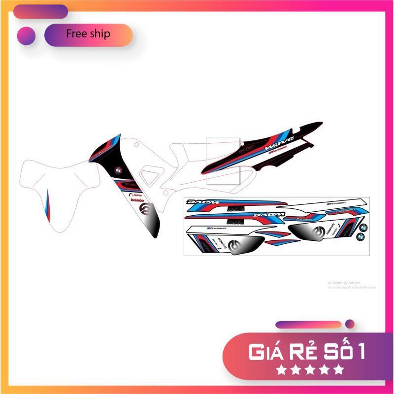 Tem rời dành cho wave 2016 BMW dán xe đen