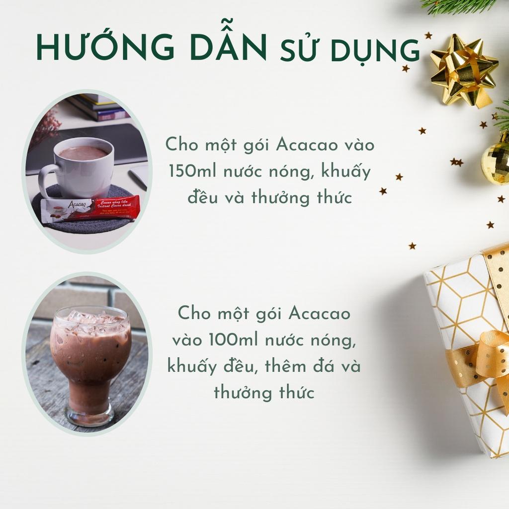 Bột cacao uống liền Không Đường ACACAO giàu dinh dưỡng-Chuẩn HACCP thùng 24 hộp 11 gói x 14g