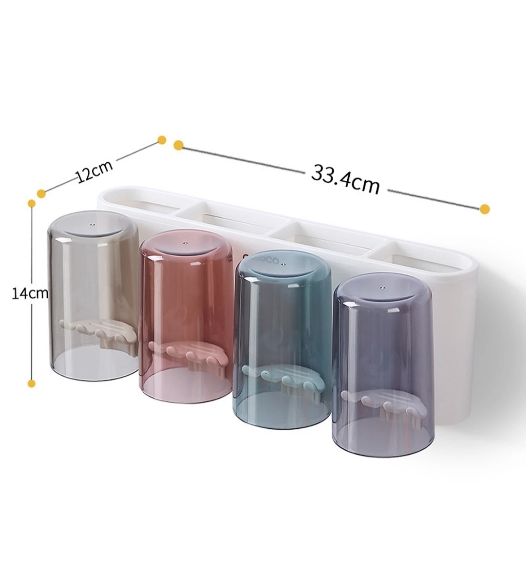 Bộ dụng cụ nhả kem đánh răng tự động 4 cốc và giá treo bàn chải đa năng PHT SUS-ECOCO-E1922-chất liệu ABS cao cấp