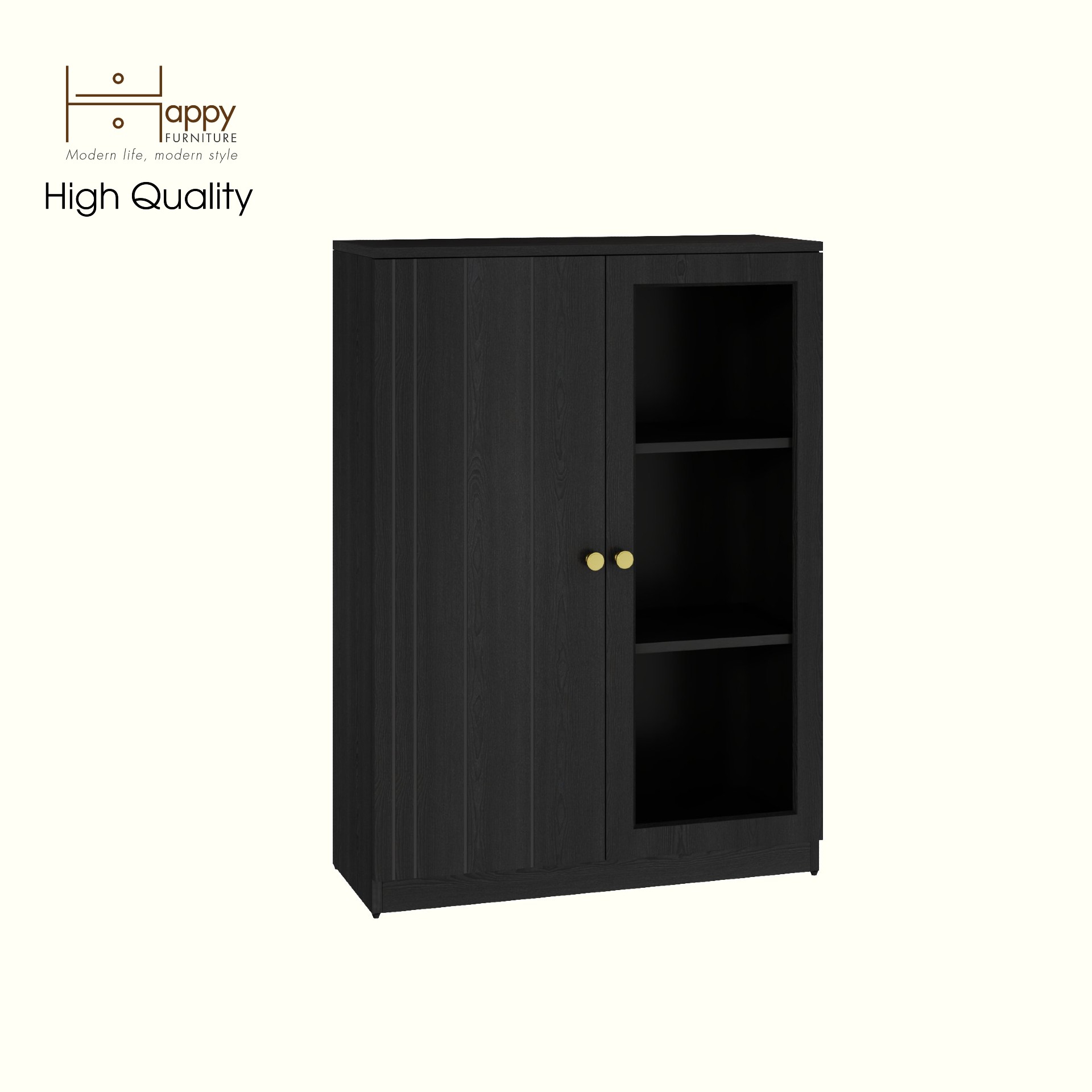 [Happy Home Furniture] JOVIE, Tủ lưu trữ cửa kính 2 cánh mở , 80cm x 32cm x 110cm ( DxRxC), TCM_164