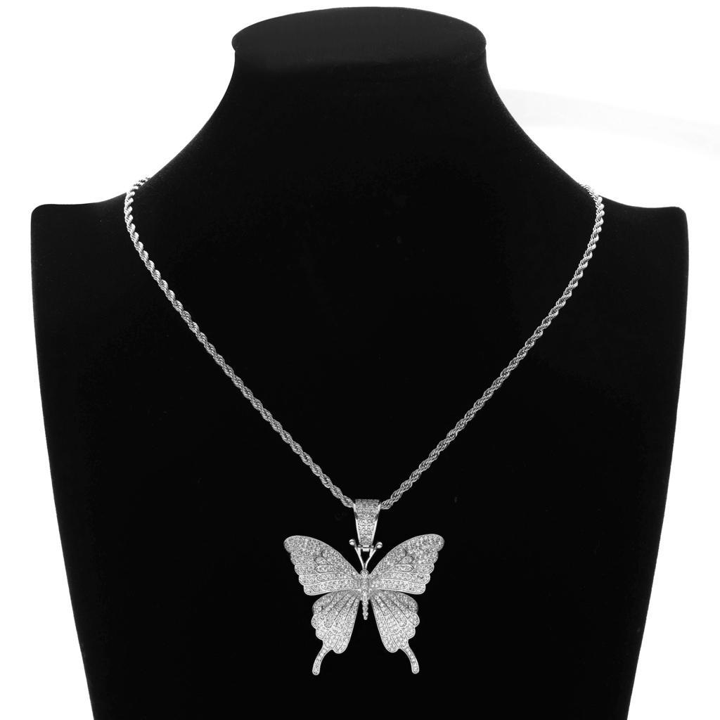 Butterfly Pendant  Necklace, Cubic Zirconia Christmas Pendant Jewelry  Choker Necklace, Women Party Jewelry