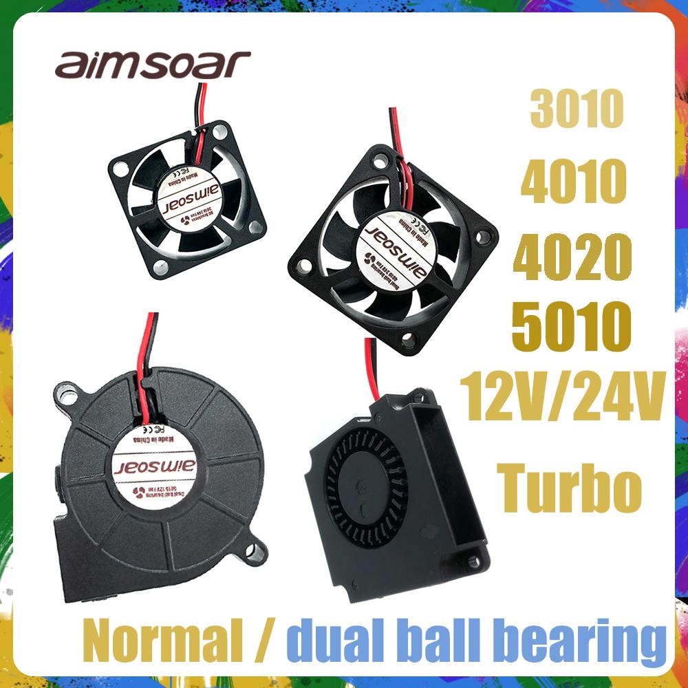 3010/4010/4020/5015/6015mm dầu/thủy lực/quạt bi kép 12v/24v tản nhiệt làm mát quạt thổi 2 Pin Cho Creality ender3 cr10
