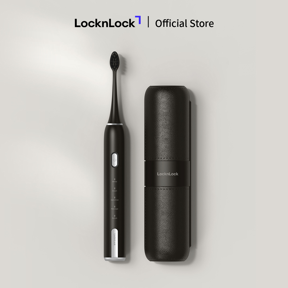 Bàn chải đánh răng điện LocknLock Electric toothbrush ENR386WHT/ENR386BLK 5 chế độ linh hoạt kèm hộp đựng bàn chải - 2 Màu