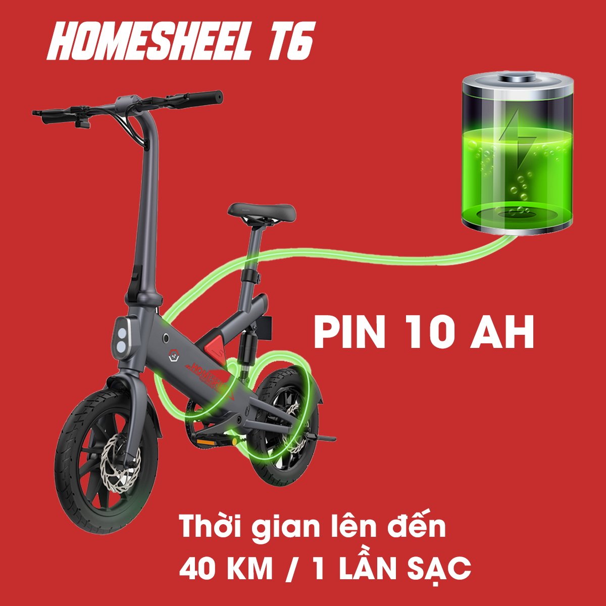 Xe điện gấp gọn trợ lực thông minh Homesheel T6 phiên bản mới nhất