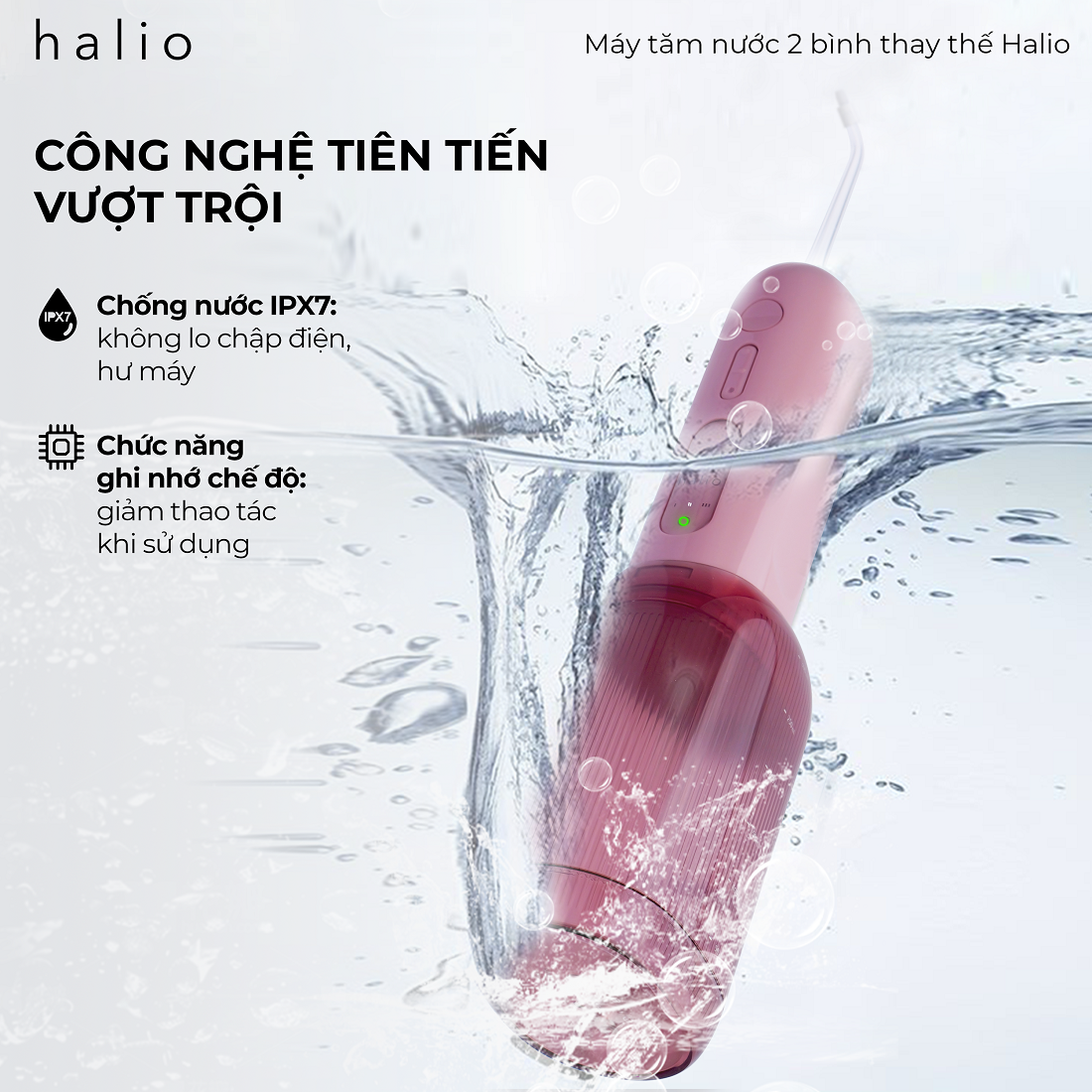 Máy Tăm Nước 2 Bình Thay Thế Halio UltraClean Express Hydro Floss Phiên Bản Nâng Cấp