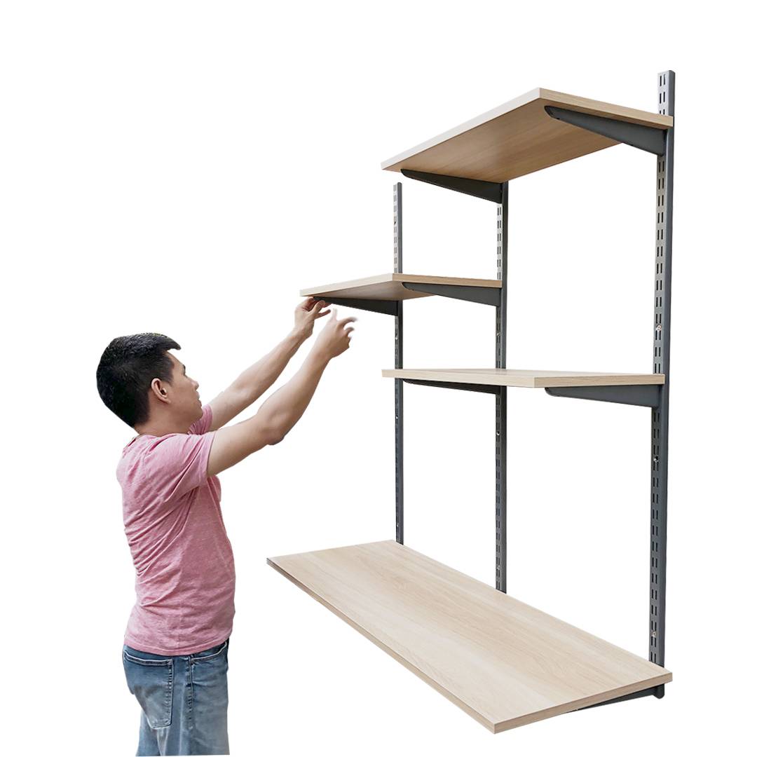 Kệ gỗ SMLIFE Railshelf 40x120cm - Phụ Kiện Thành Phần Để Lắp Hệ Kệ Ray Tường Railshelf