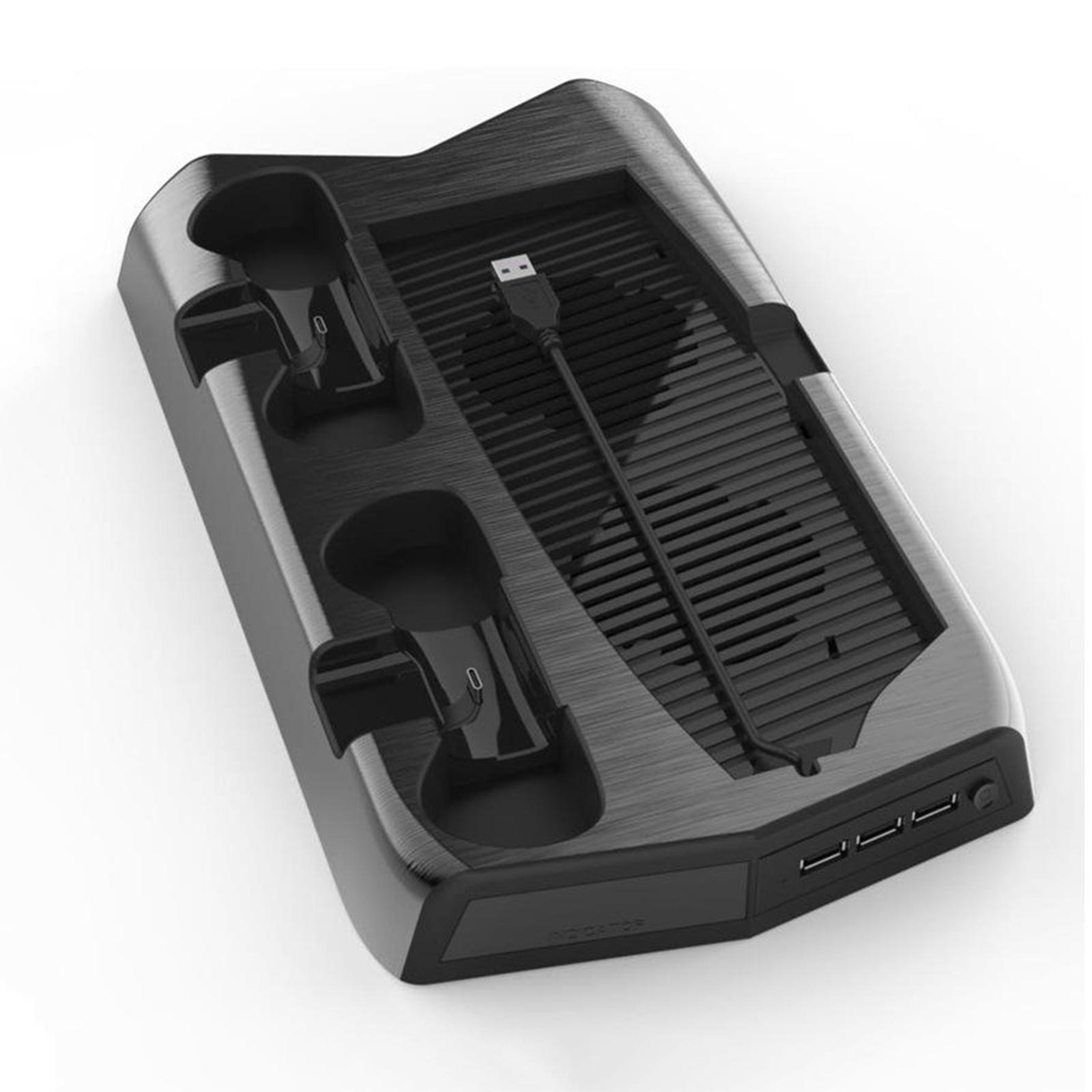 Black Vertical Stand with Cooling Fan Charging Dock for Playstation5 DE/UHD