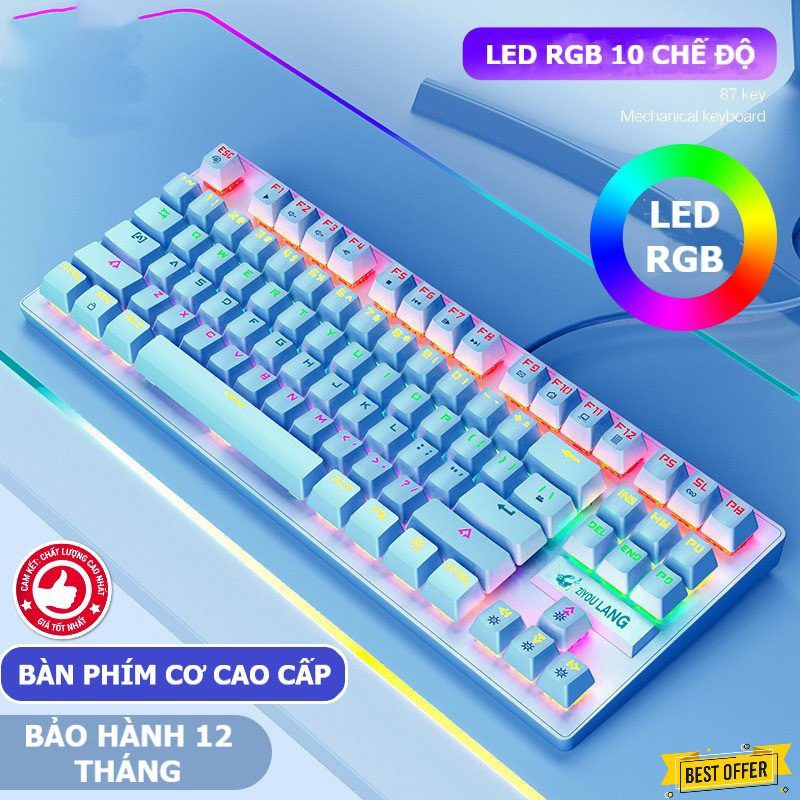 Bàn Phím Cơ Gaming ZIYOULANG K2 87 Phím | Blue Switch Mechanical | Led Rainbow Nhiều Chế Độ - Hàng chính hãng